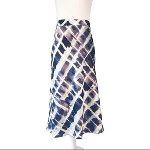 H&M Satin Abstract Plaid Patterned Satin Midi Skirt Purple Size 6